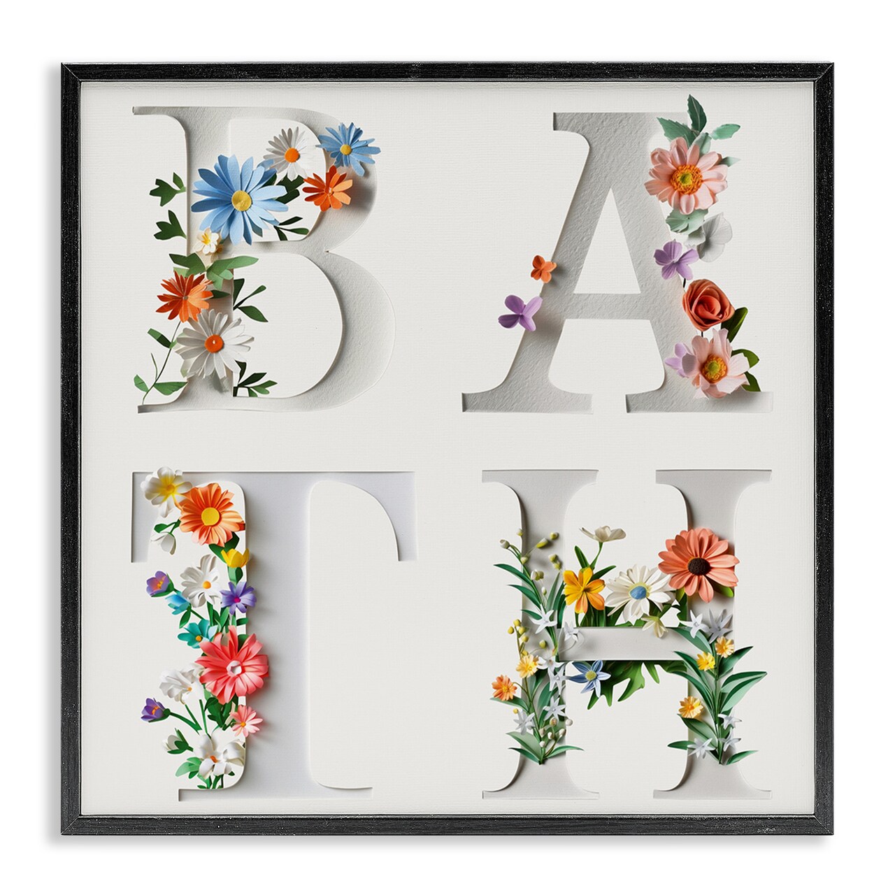 Stupell Industries Floral Bath Typography Framed Giclee Design by Susan Arnot